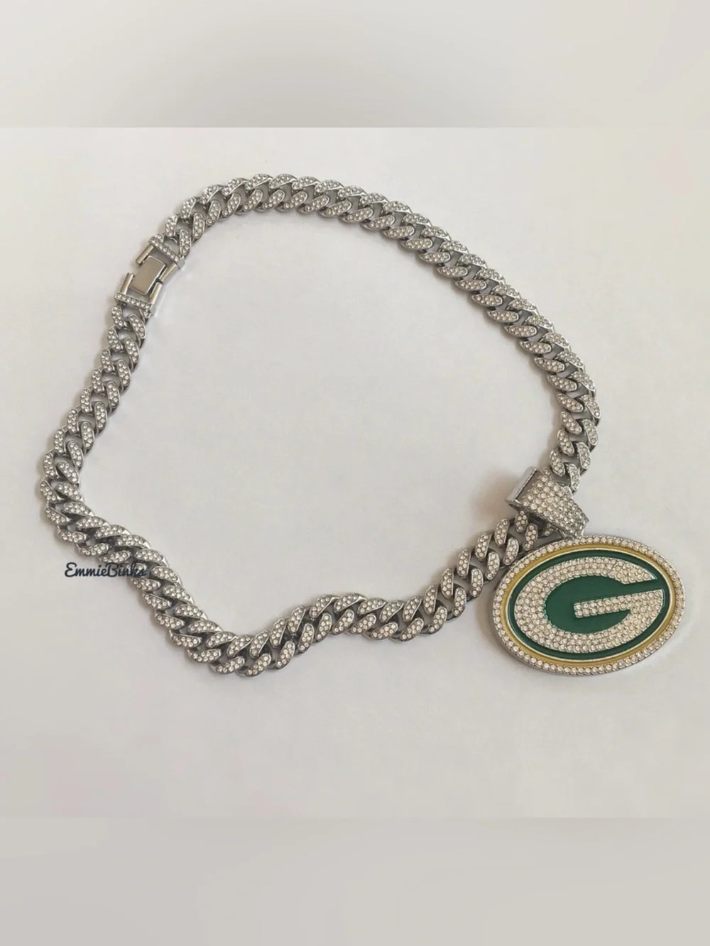 New Green Bay Packers Football Iced Out Chain Necklace